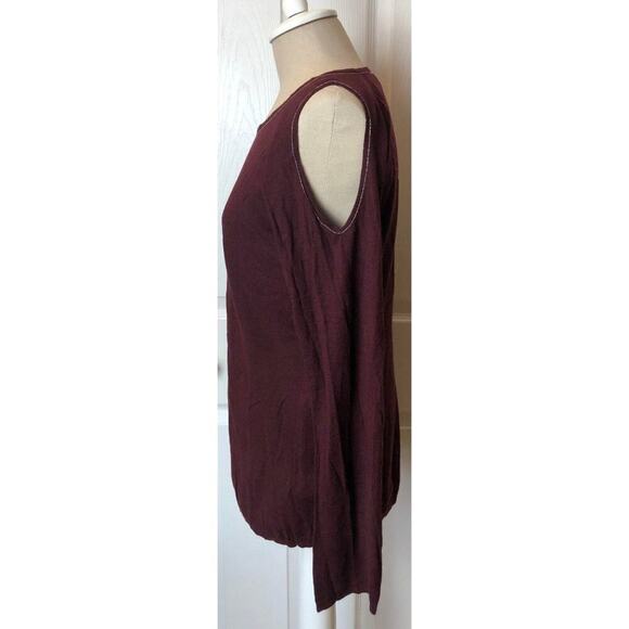 WHBM Sweater Burgundy Cold Shoulder Scoop Neck Womens Size L - Picture 3 of 9